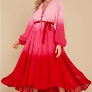 Pamela Pink and Red Tye Dye Maxi Dress